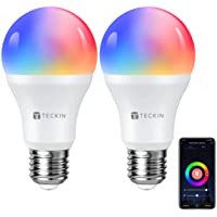 TECKIN Bombilla LED Inteligente WiFi Luces Cálidas RGB 2800k-6200k Ajustable y Lámpara E27 Multicolor Funciona con Alexa…